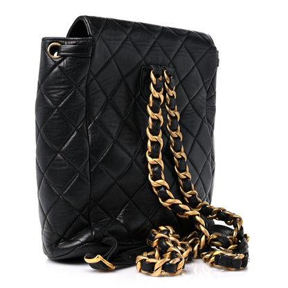 Chanel Lambskin Quilted Drawstring Backpack Black 3 of 16