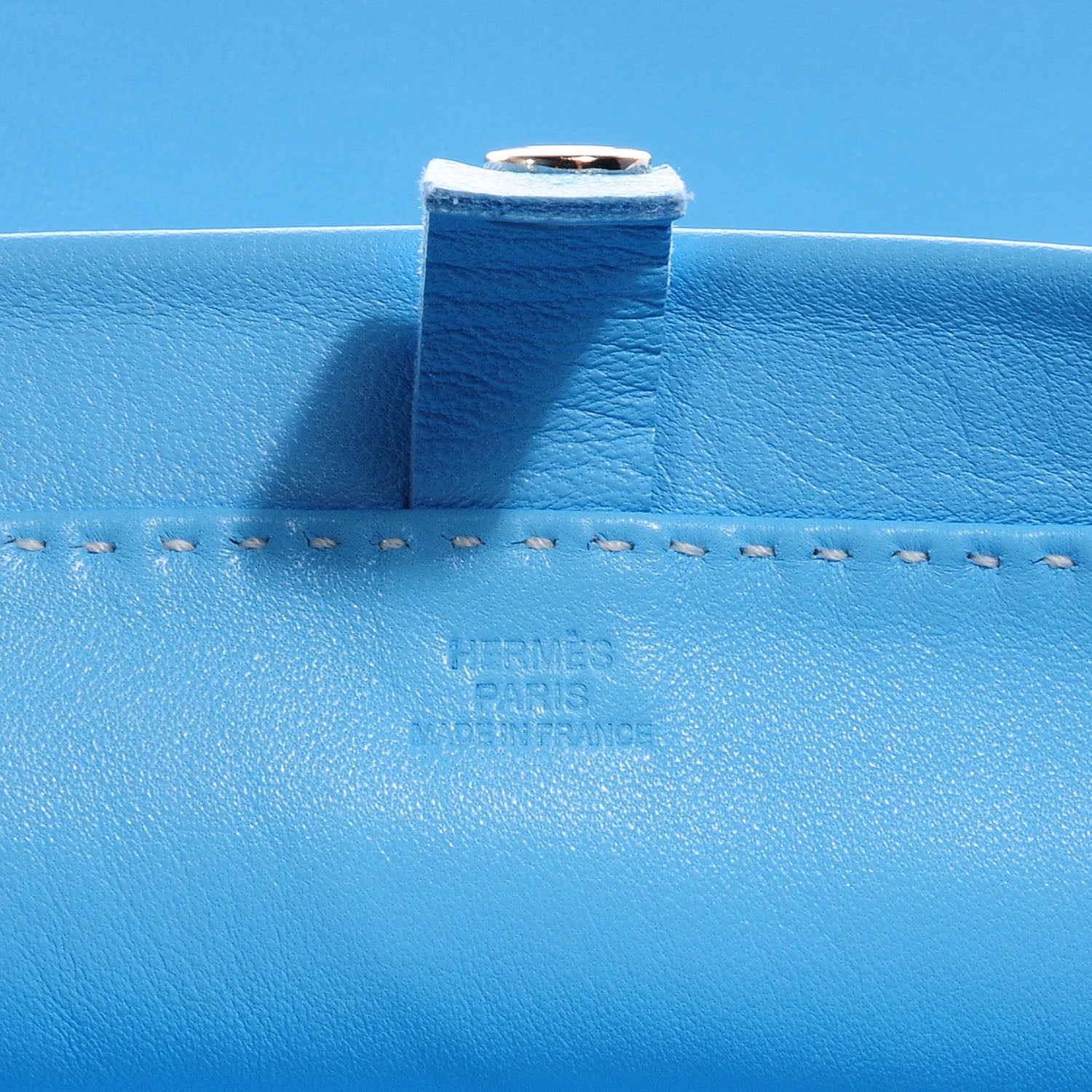 Hermes Lambskin Clou De Selle Pouch Blue Jean 6 of 7