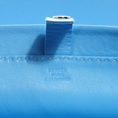 Hermes Lambskin Clou De Selle Pouch Blue Jean 6 of 7