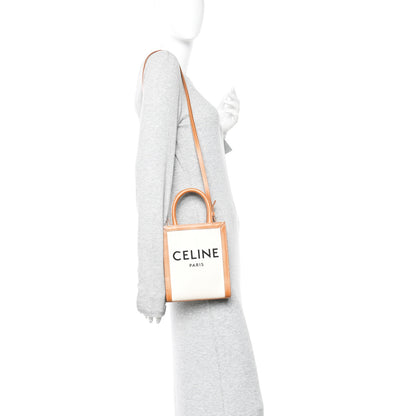 Celine Canvas Calfskin Mini Vertical Cabas Natural Tan 2 of 14