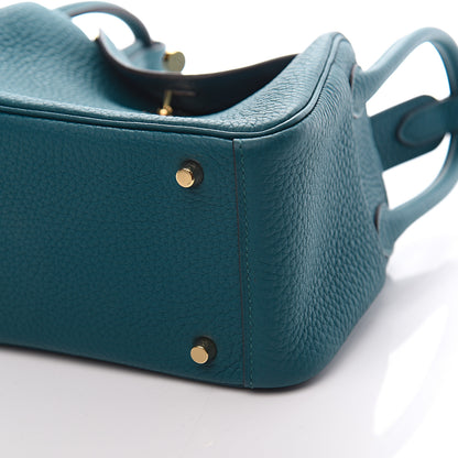Hermes Taurillon Clemence Mini Lindy 20 Vert Bosphore 8 of 9