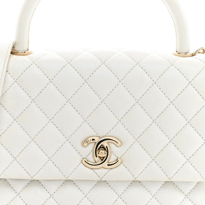 Chanel Iridescent Caviar Quilted Small Coco Handle Flap White 8 of 13