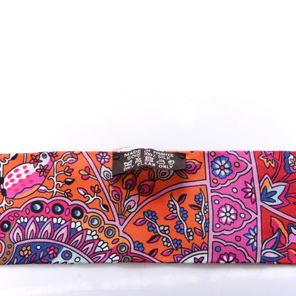 Hermes Silk Au Pays Des Oiseaux Fleurs Twilly Rose Vif Rouge Vert 4 of 5