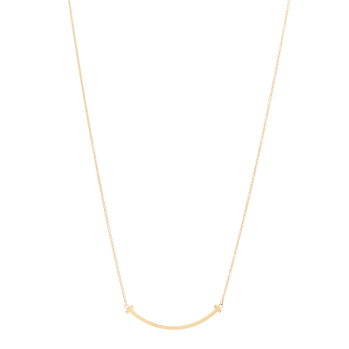 18K Yellow Gold Small T Smile Pendant Necklace