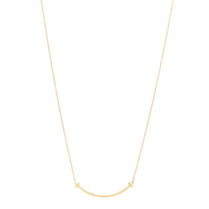 Tiffany 18K Yellow Gold Small T Smile Pendant Necklace 1 of 4