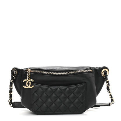 Chanel Lambskin Quilted Waist Bag Fanny Pack Black 1 of 11