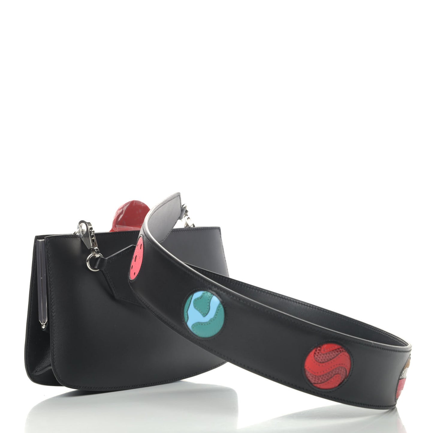 Veau Monsieur Lizard Ostrich Spaceship Sac A Malice Black Multicolor