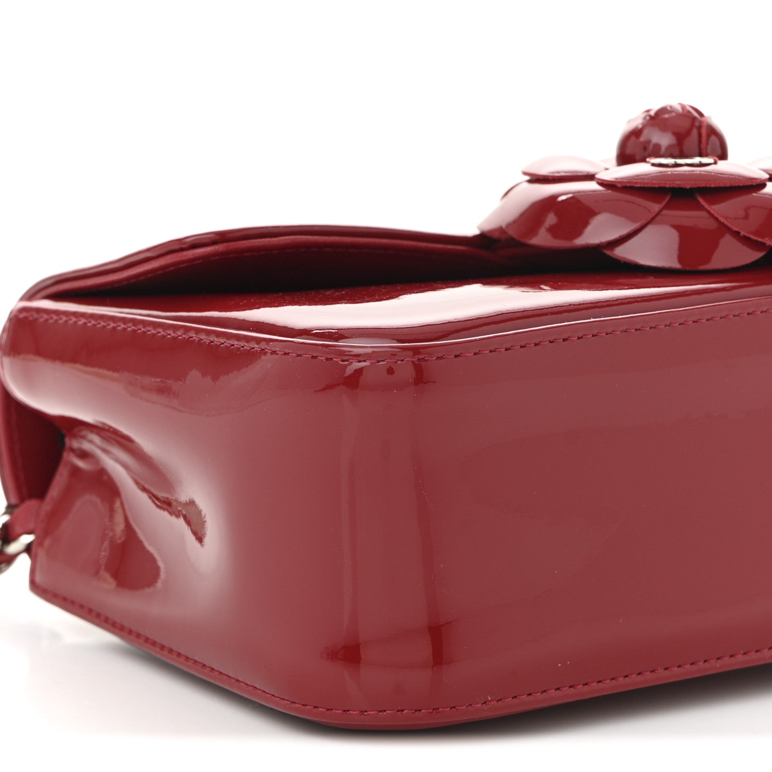 Chanel Patent Calfskin Small Camellia Flap Red 9 of 11