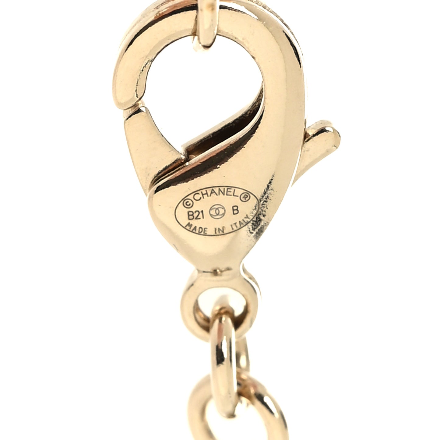 Crystal Logo CC Chain Necklace Light Gold