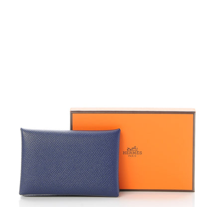 Hermes Epsom Calvi Card Case Bleu Saphir 6 of 7