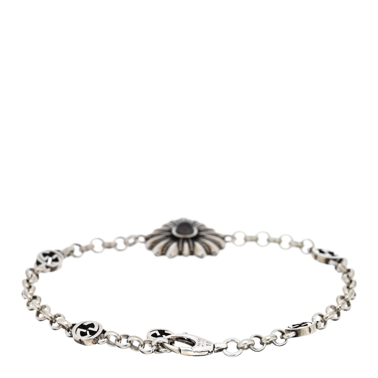 Sterling Silver Black Mother of Pearl Heart Bracelet