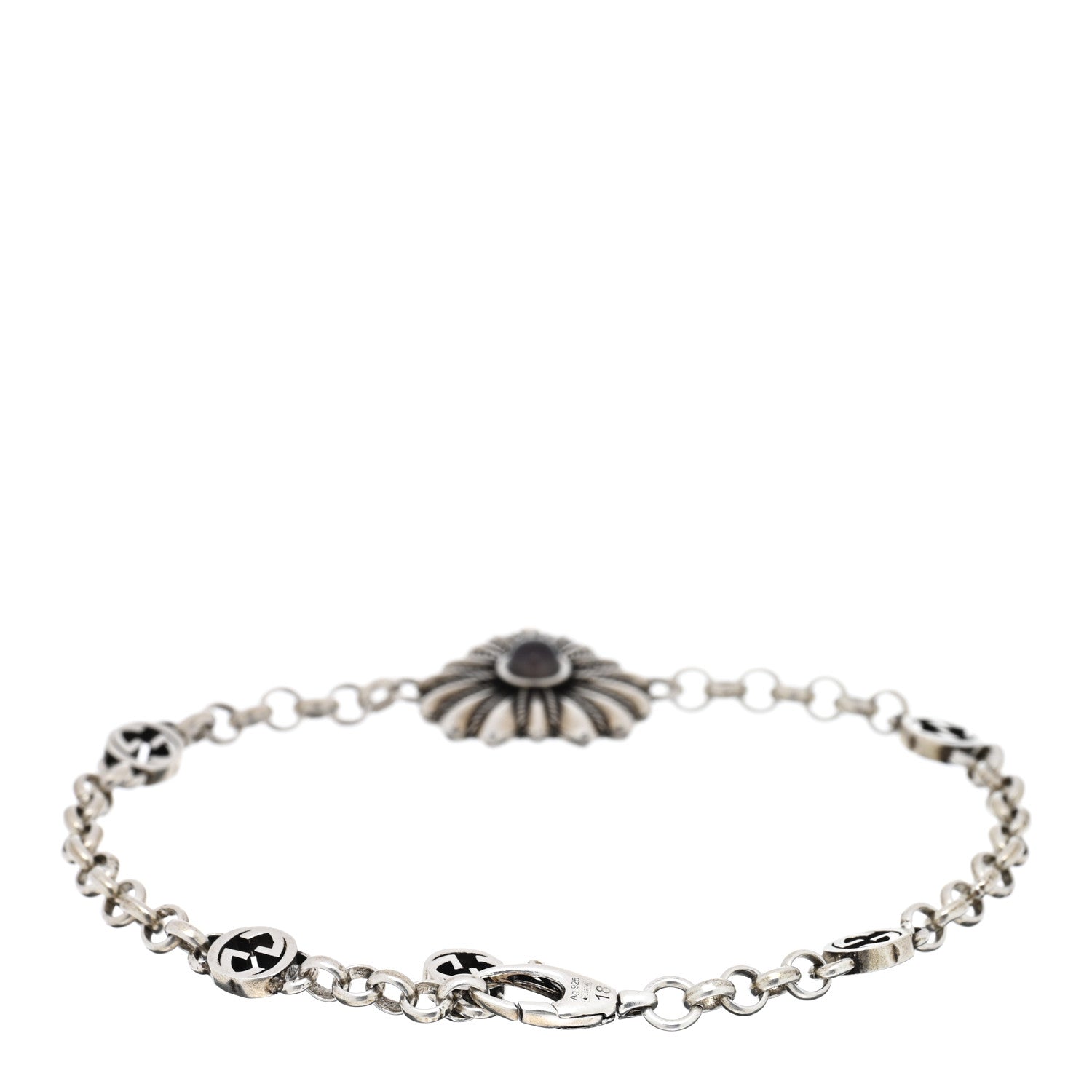Gucci Sterling Silver Black Mother of Pearl Heart Bracelet 2 of 3