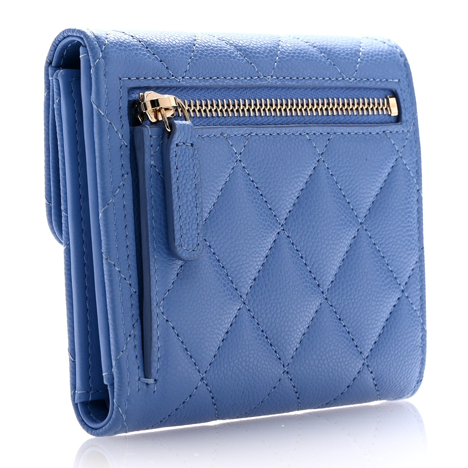 Chanel Caviar Quilted Compact Flap Wallet Blue 3 of 8