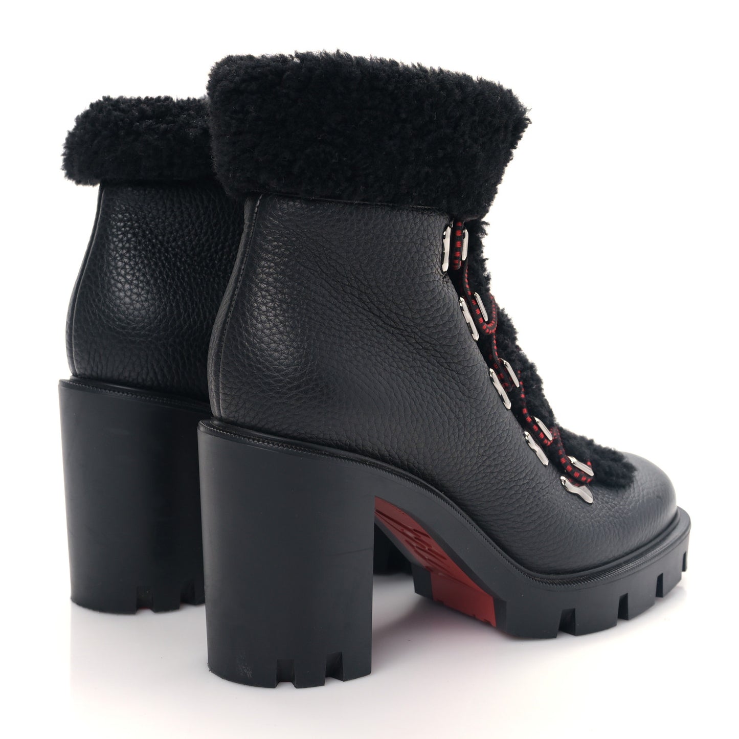 Grained Calfskin Shearling Edelvizir 70 Ankle Boots 37.5 Black