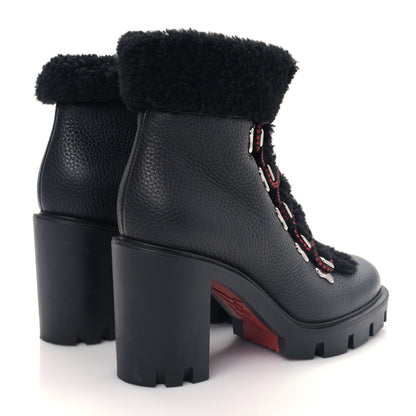 Christian Louboutin Grained Calfskin Shearling Edelvizir 70 Ankle Boots 37.5 Black 4 of 7