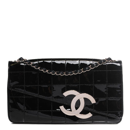 Chanel Patent Stitched Diagonal Flap Black 1 of 7