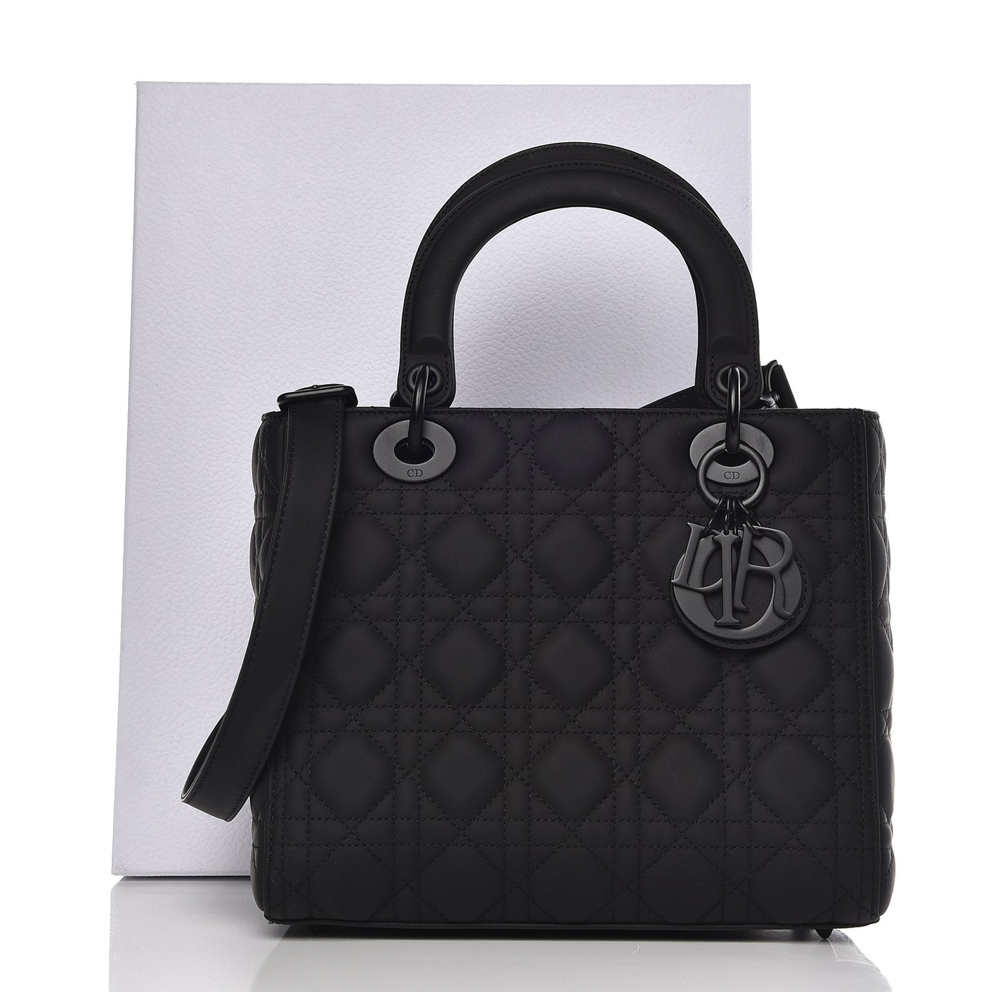 Ultra Matte Calfskin Cannage Medium Lady Dior Black