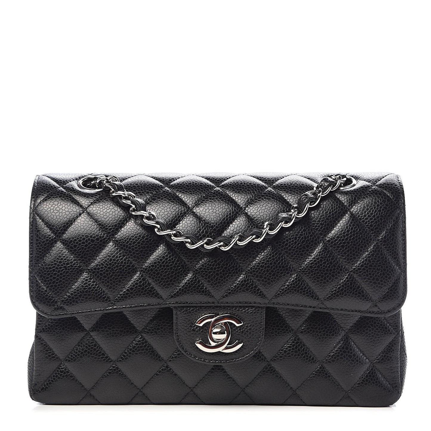 Caviar Quilted Small Double Flap Black