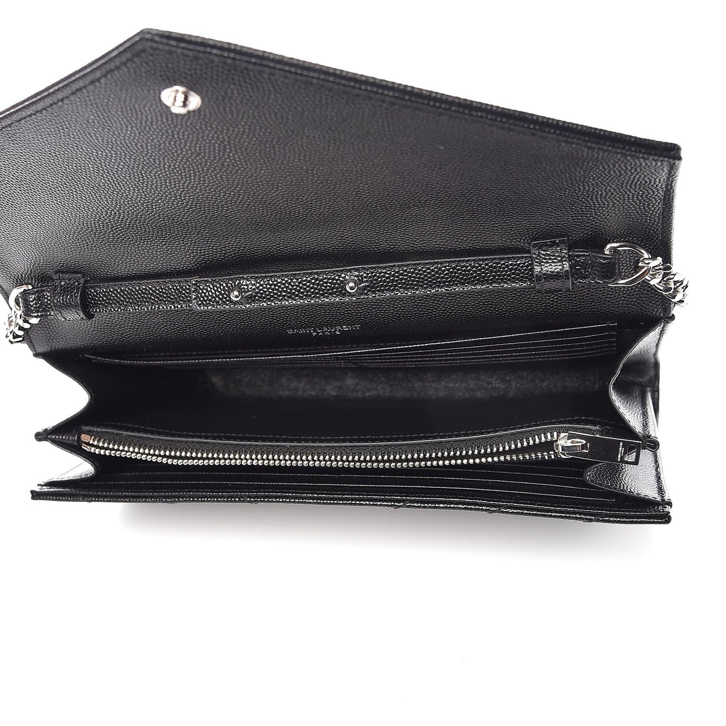 Grain De Poudre Matelasse Chevron Monogram Chain Wallet Black