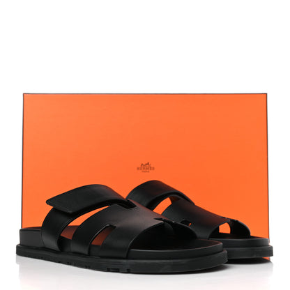 Hermes Calfskin Womens Chypre Sandals 40 Black 9 of 9