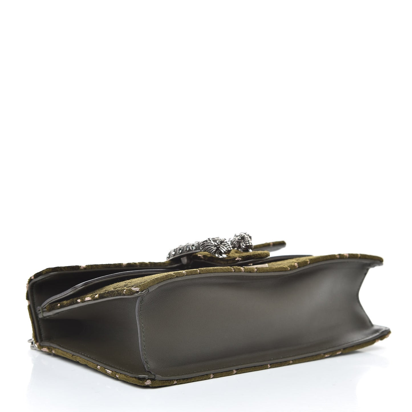 Velvet Moon Calfskin Crystal GG Monogram Small Dionysus Shoulder Bag Dark Olive Rose Gold