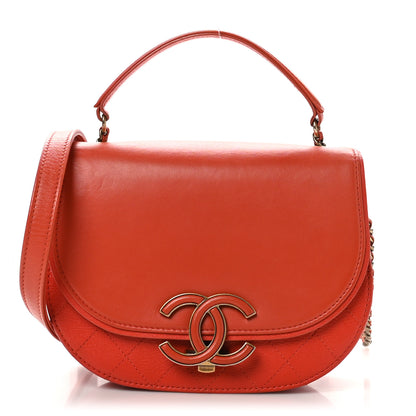 Chanel Shiny Calfskin Goatskin Quilted Small Coco Curve Messenger Flap Red 1 of 10