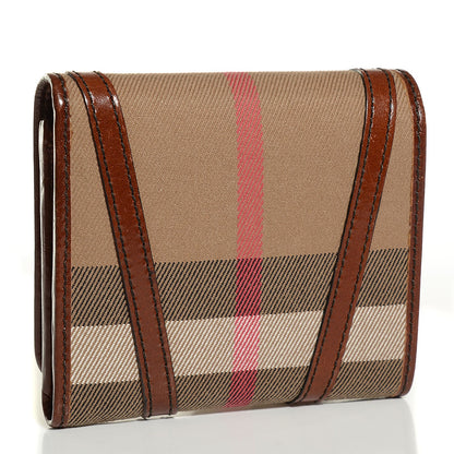 Burberry Bridle Calfskin House Check Medium Leighton Wallet Dark Tan 3 of 9