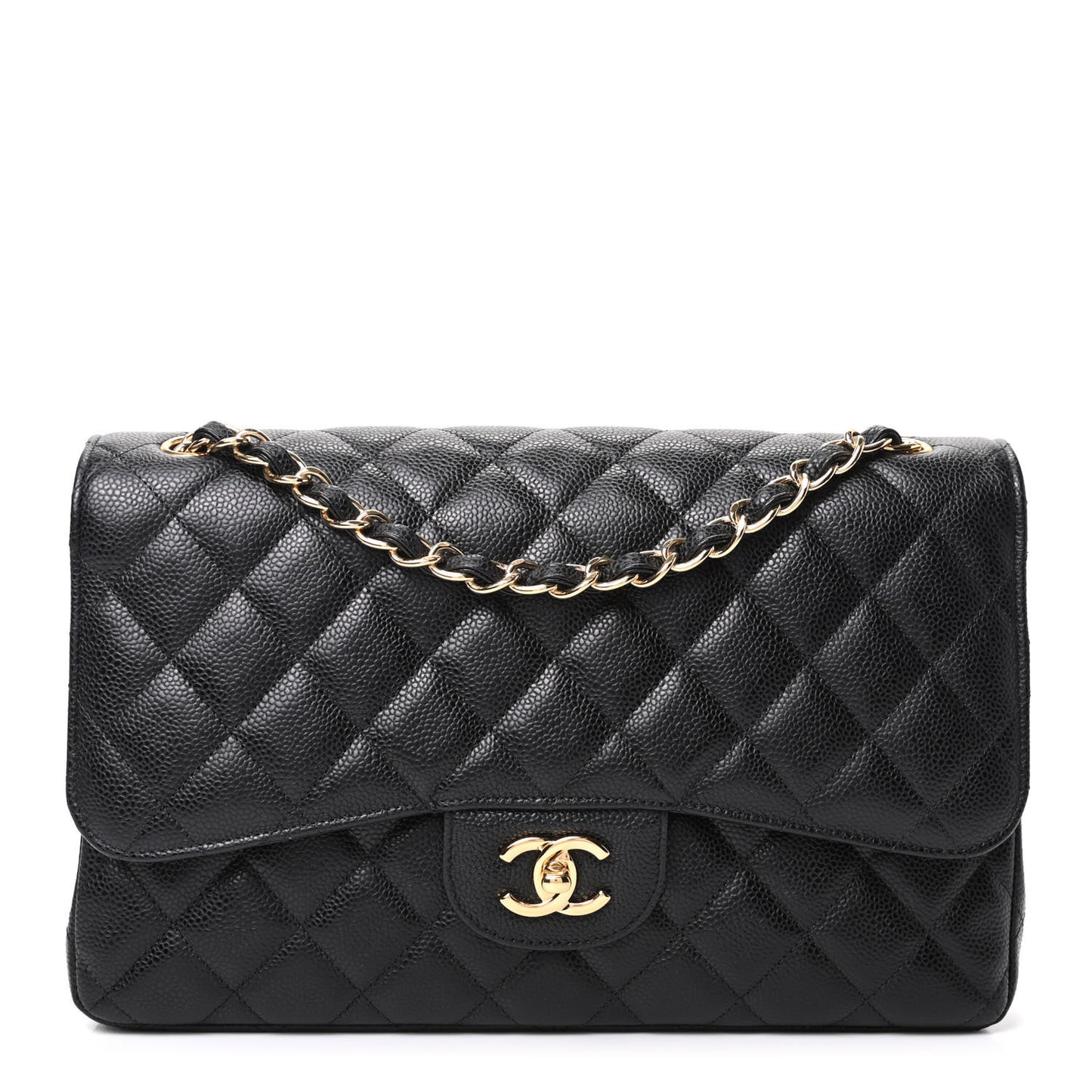 Caviar Quilted Jumbo Double Flap Black