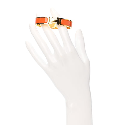 Hermes Enamel Narrow Clic Clac H Bracelet GM Orange 2 of 6