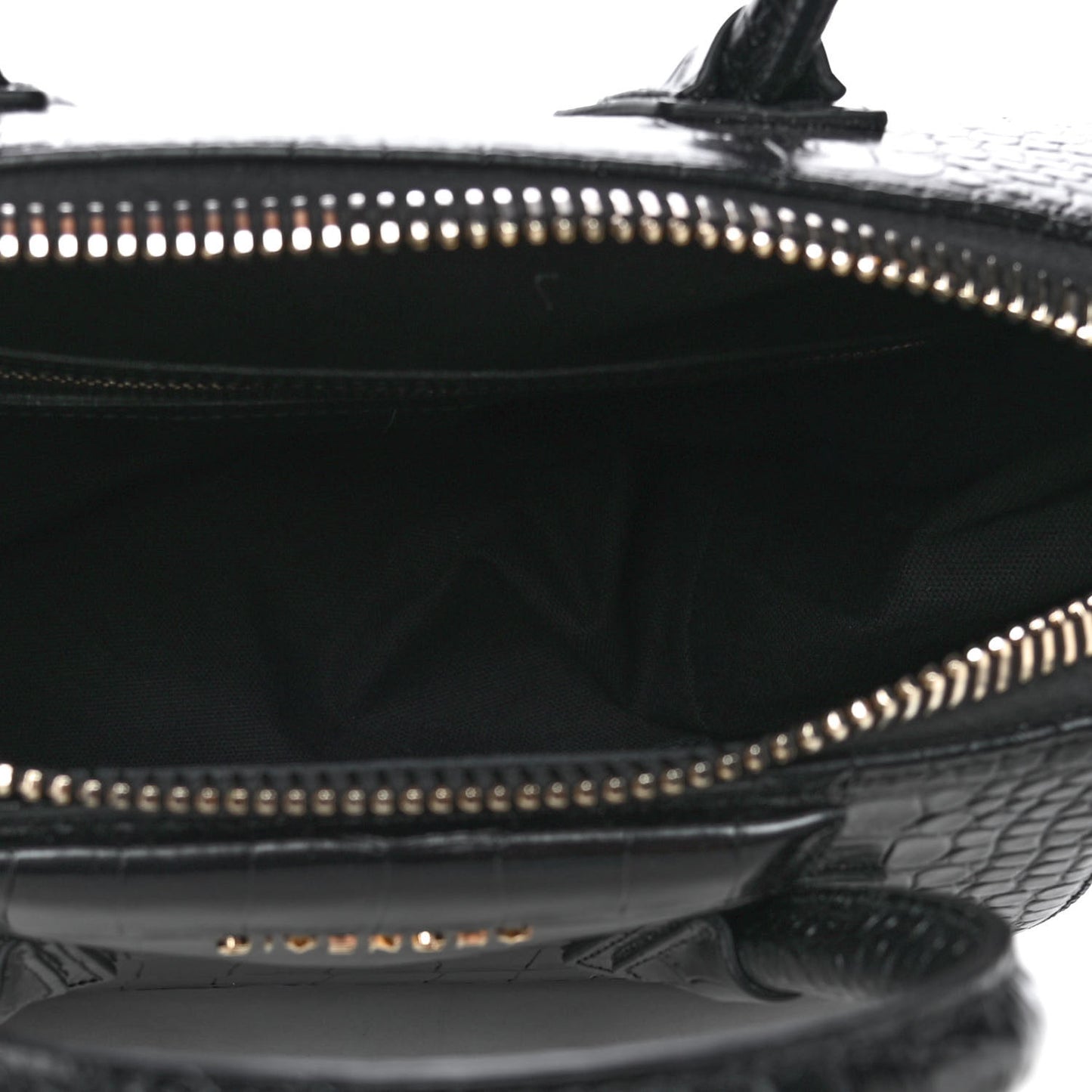 Calfskin Crocodile Embossed Small Antigona Black