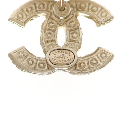 Chanel Pearl Crystal CC Earrings Light Gold 4 of 4
