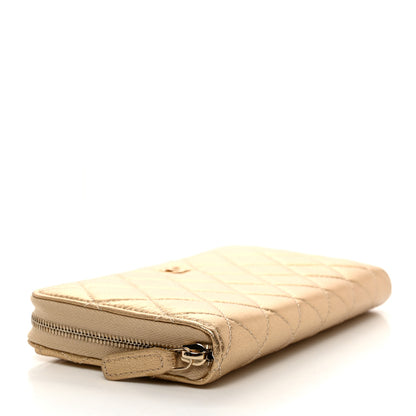 Chanel Metallic Lambskin Quilted Large Gusset Zip Around Wallet Gold 4 of 9