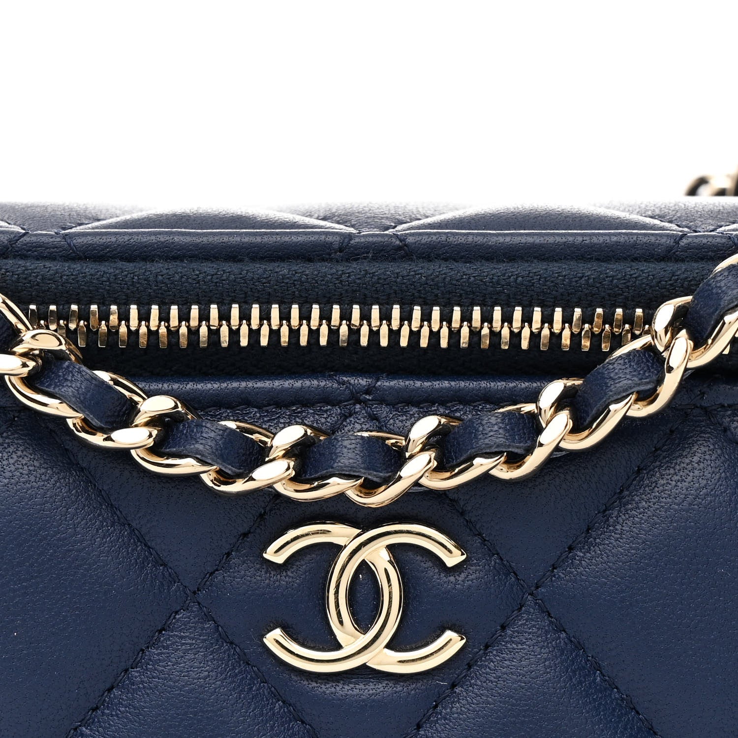 Chanel Lambskin Quilted Small Top Handle Vanity Case With Chain Navy 8 of 12