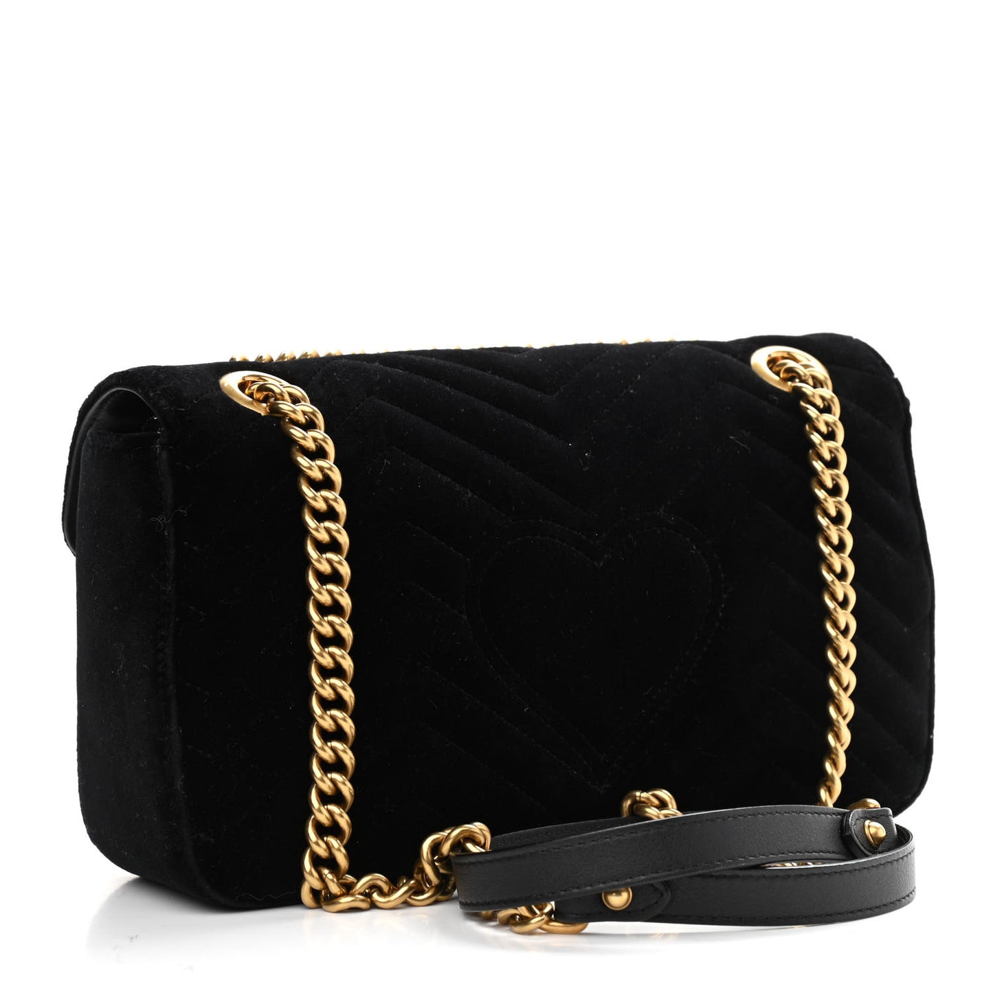 Velvet Matelasse Small GG Marmont Shoulder Bag Black