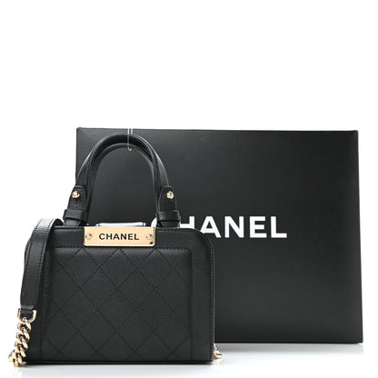 Chanel Grained Calfskin Stitched Mini Label Click Shopper Tote Black 13 of 13