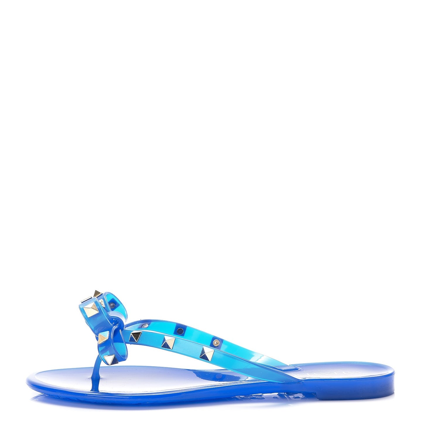 PVC Jelly Rockstud Bow Thong Sandals 37 Blue Fluo