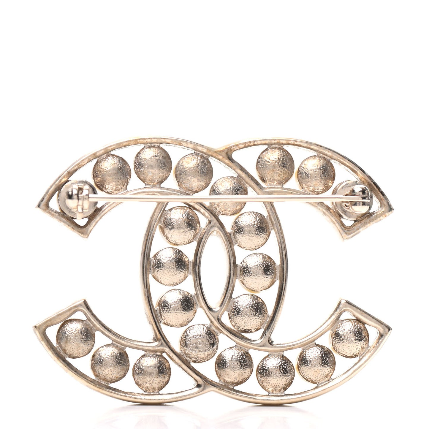 CC Pearl Brooch Pin Gold