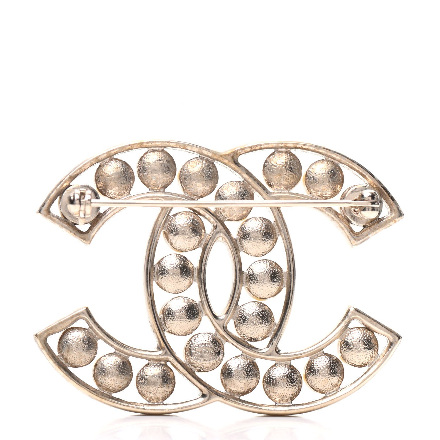 Chanel CC Pearl Brooch Pin Gold 3 of 5