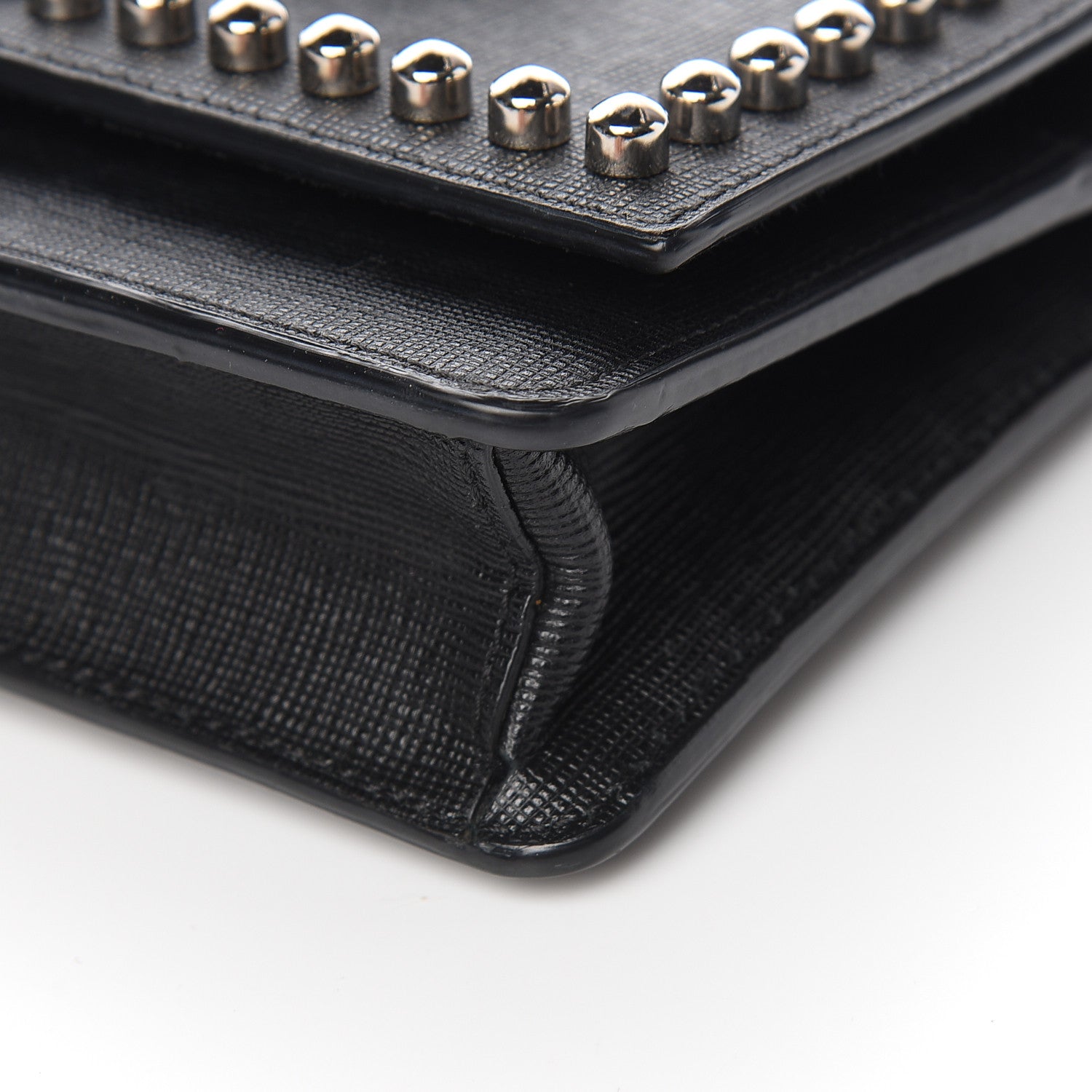 Fendi Vitello Elite Mink Fur Studded Karlito Tube Wallet on Chain Black 9 of 10