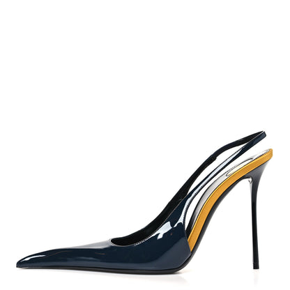 Saint Laurent Vernice Seta Slingback Pumps 38 Overnight 38 Blue 1 of 9