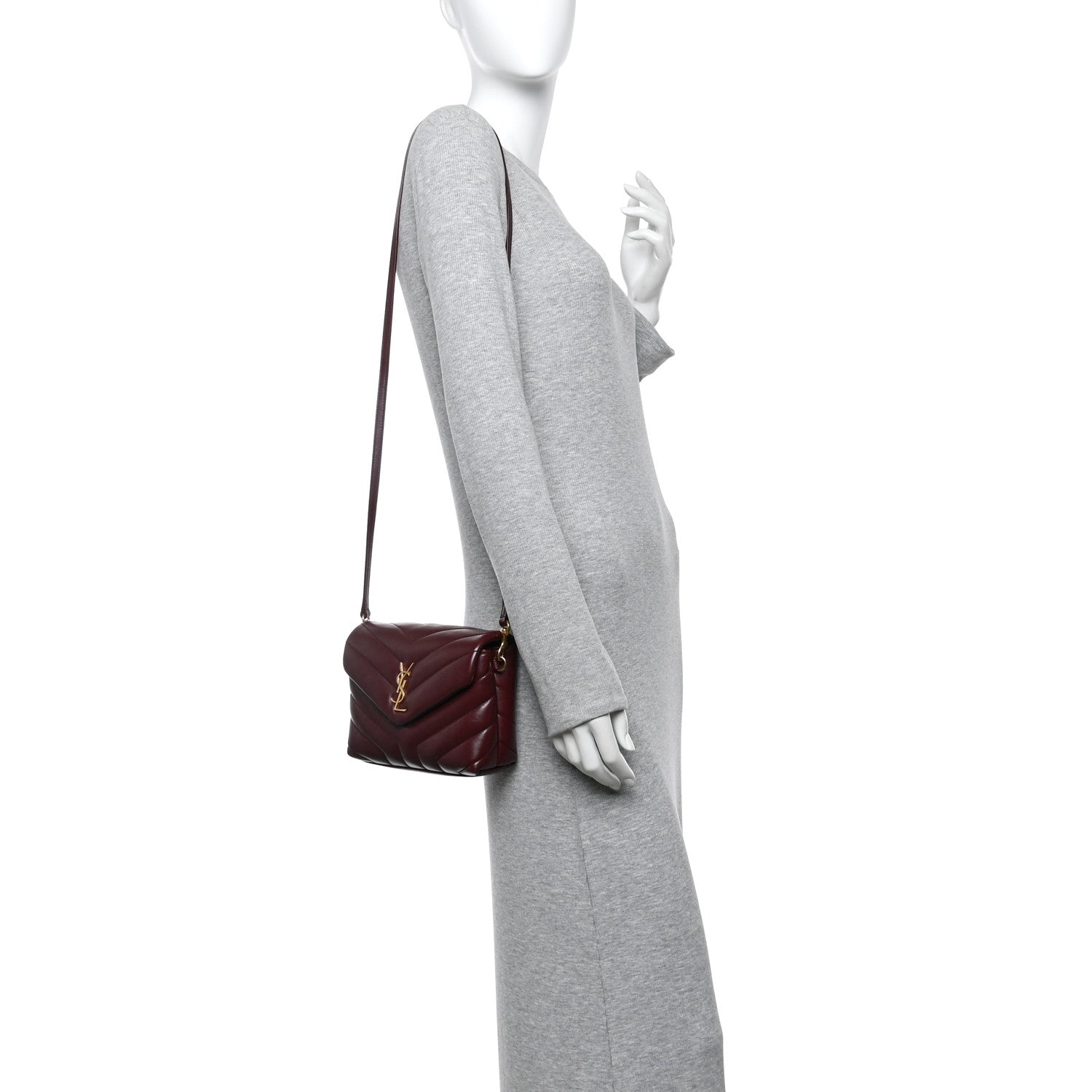 Saint Laurent Calfskin Y Quilted Monogram Toy Loulou Monogram Crossbody Bag Rouge Legion 2 of 10