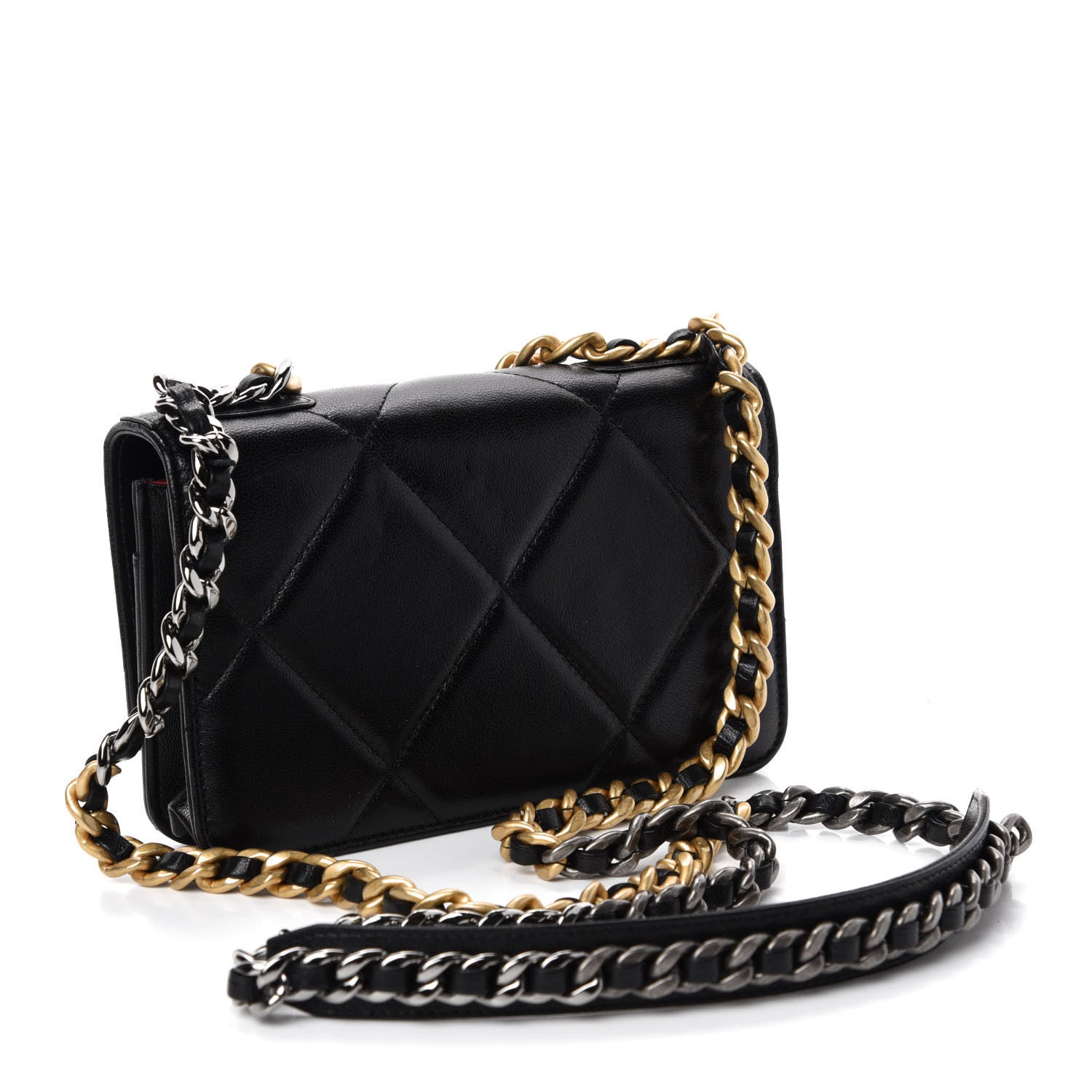 Chanel Goatskin Quilted 19 Wallet On Chain WOC Black 3 of 13
