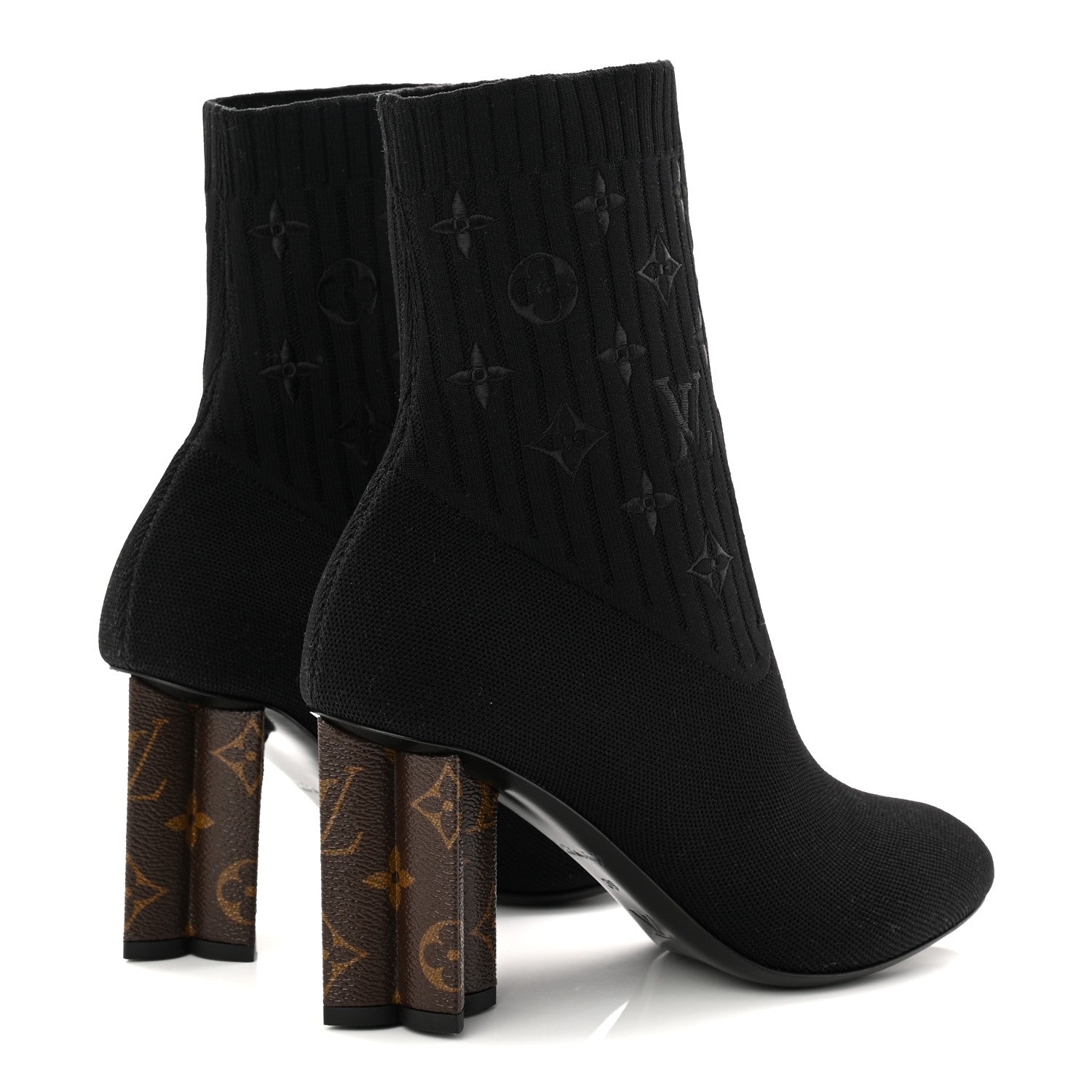 Louis Vuitton Monogram Stretch Fabric Silhouette Ankle Boots 39 Black 4 of 8
