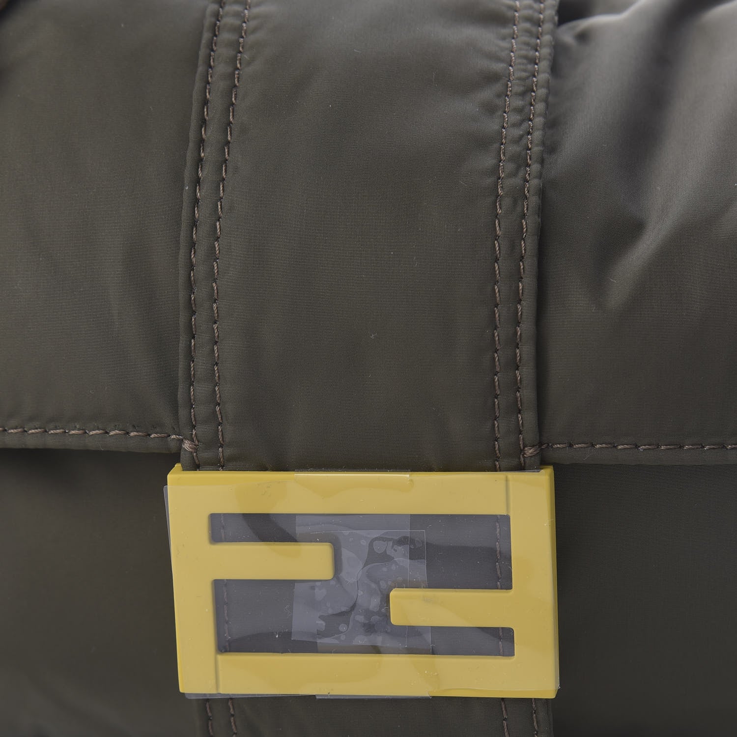 Fendi Nylon Dolmias Vitello Grace FF Puffer Belt Baguette Bag Military Brown Tortora 11 of 11