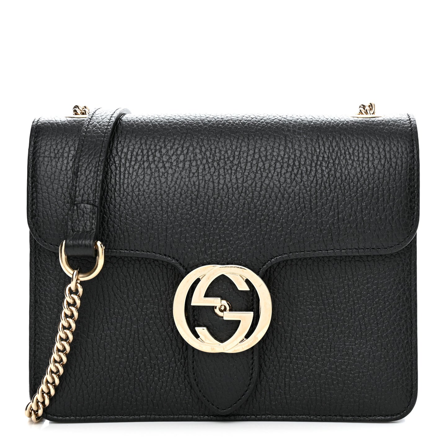 Dollar Calfskin Small Interlocking G Shoulder Bag Black