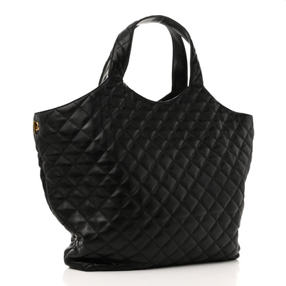 Saint Laurent Lambskin Quilted Maxi Icare Shopping Tote Black 4 of 10