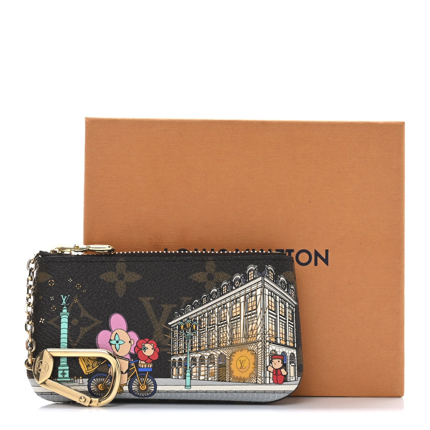Louis Vuitton Monogram 2022 Christmas Animation Paris Key Pouch Pink 7 of 7