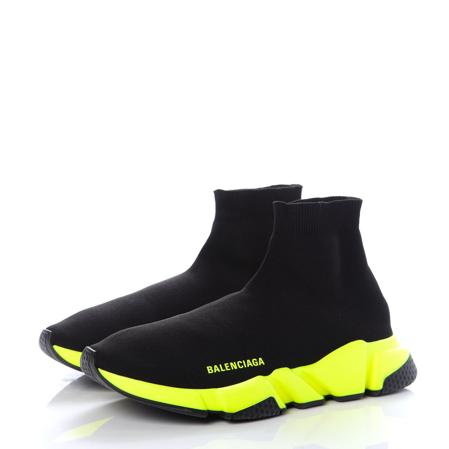 Balenciaga Neoprene Knit Mens Speed Sneakers 42 Black Lime 3 of 10