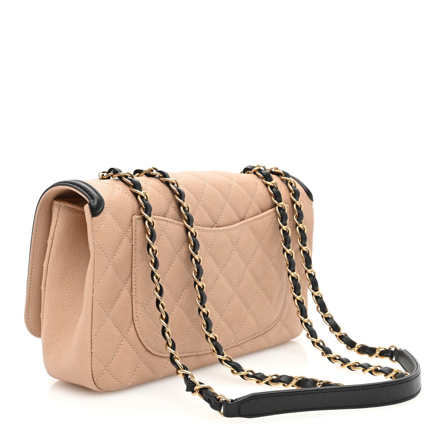 Caviar Quilted Medium CC Filigree Flap Beige Black