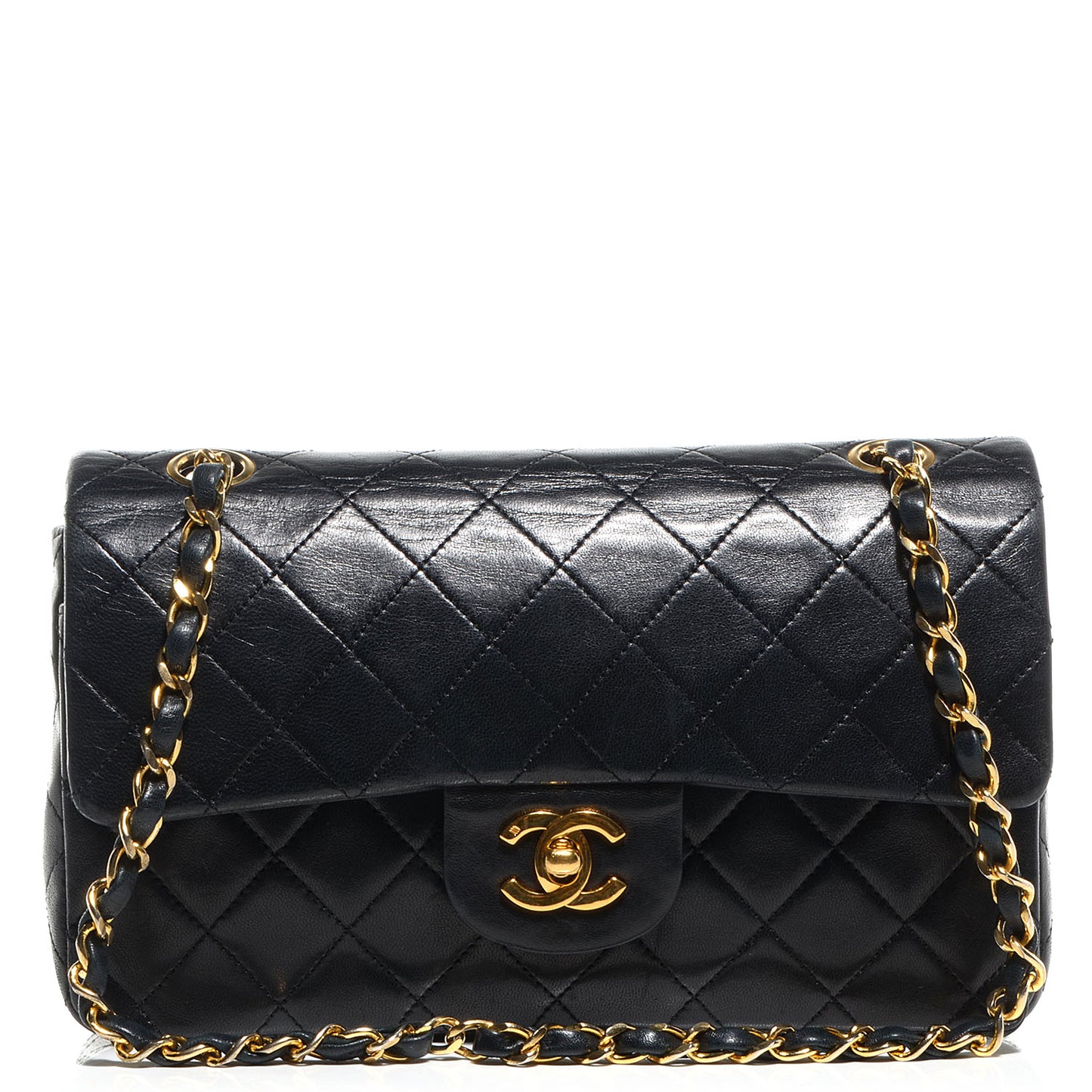 Lambskin Quilted Small Double Flap Black